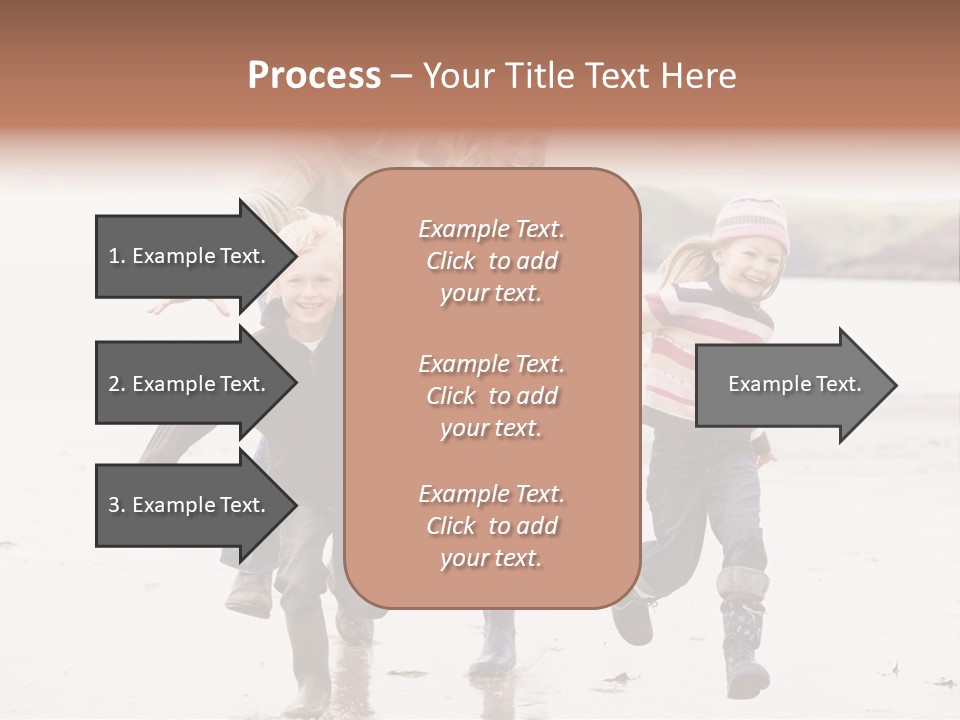 Family Running On Beach Holding Hands Smiling PowerPoint Template