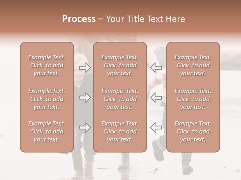 Family Running On Beach Holding Hands Smiling PowerPoint Template
