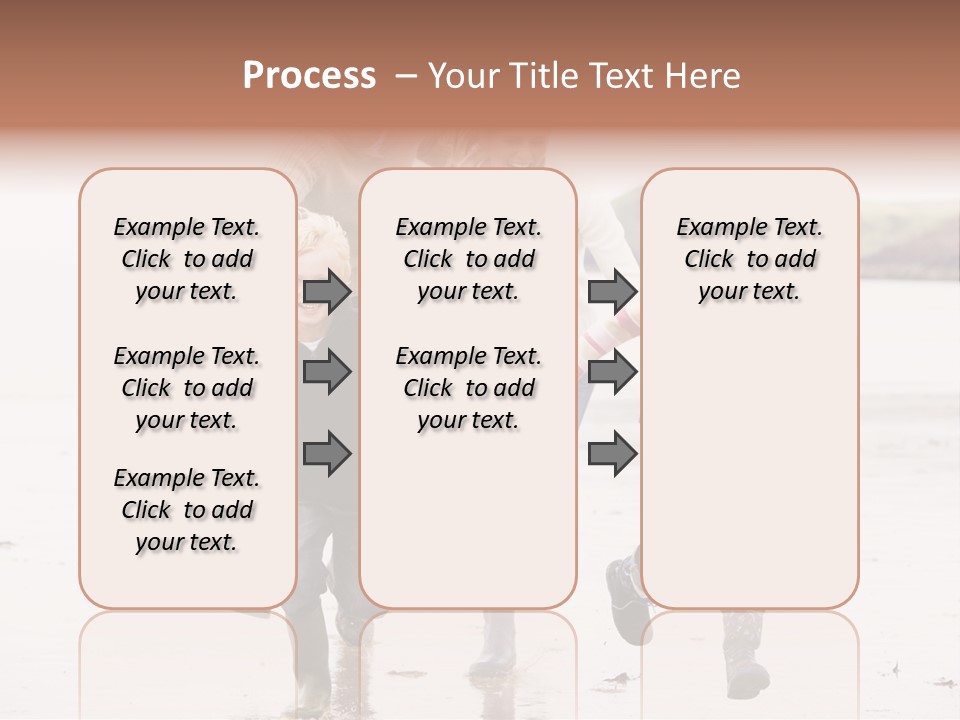 Family Running On Beach Holding Hands Smiling PowerPoint Template
