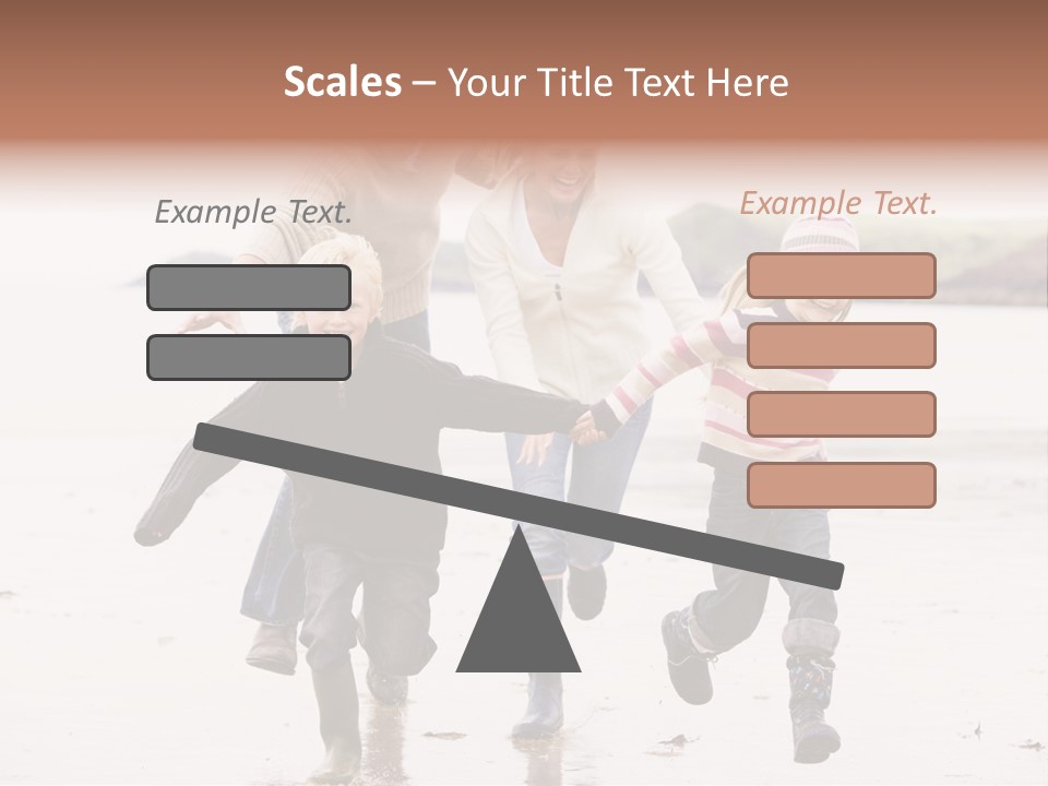 Family Running On Beach Holding Hands Smiling PowerPoint Template