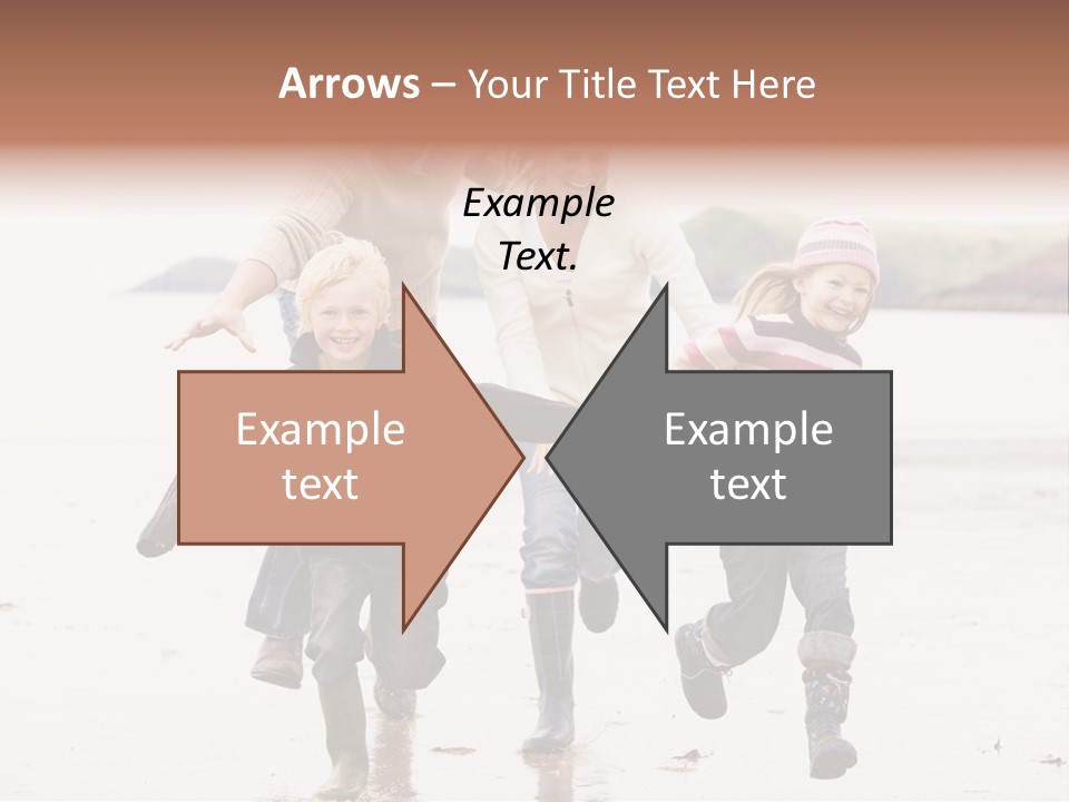 Family Running On Beach Holding Hands Smiling PowerPoint Template