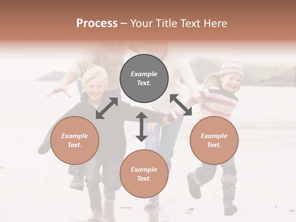 Family Running On Beach Holding Hands Smiling PowerPoint Template