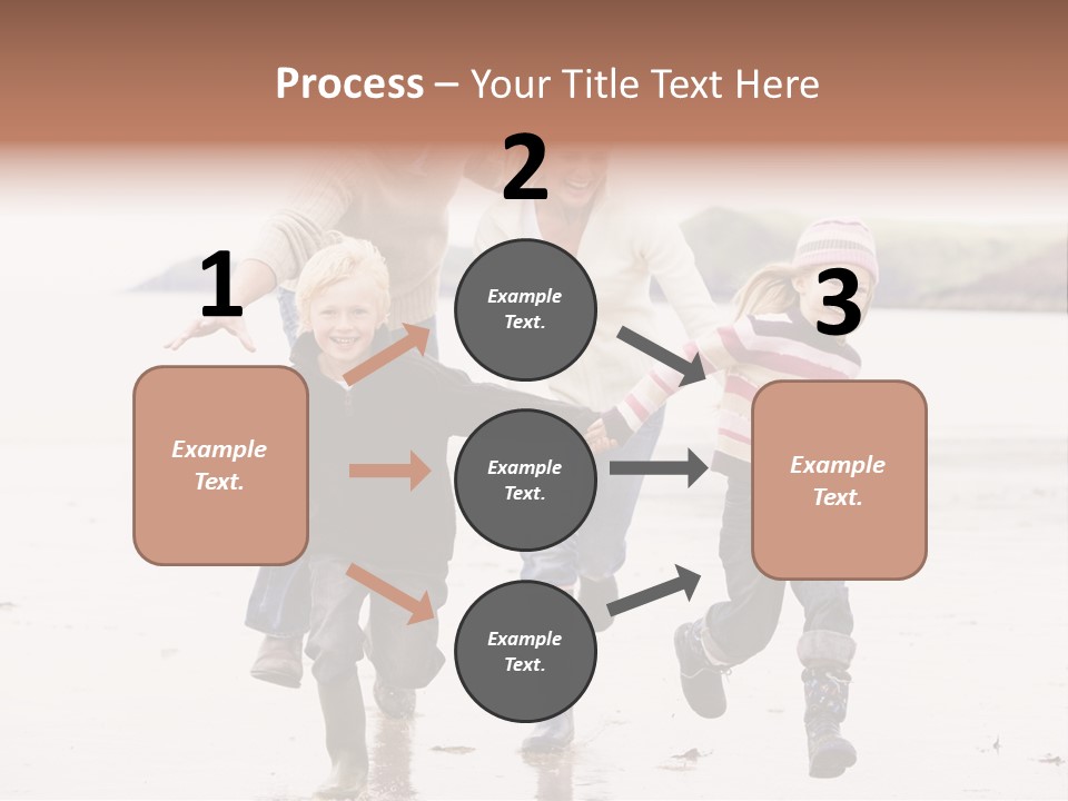 Family Running On Beach Holding Hands Smiling PowerPoint Template