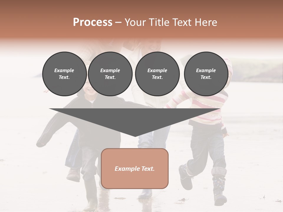 Family Running On Beach Holding Hands Smiling PowerPoint Template