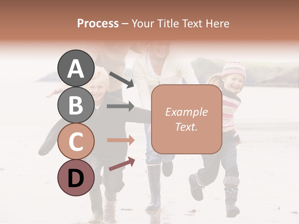 Family Running On Beach Holding Hands Smiling PowerPoint Template