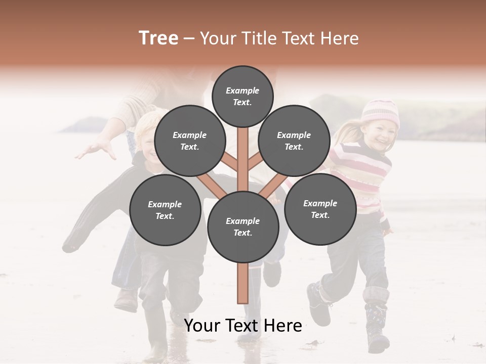 Family Running On Beach Holding Hands Smiling PowerPoint Template