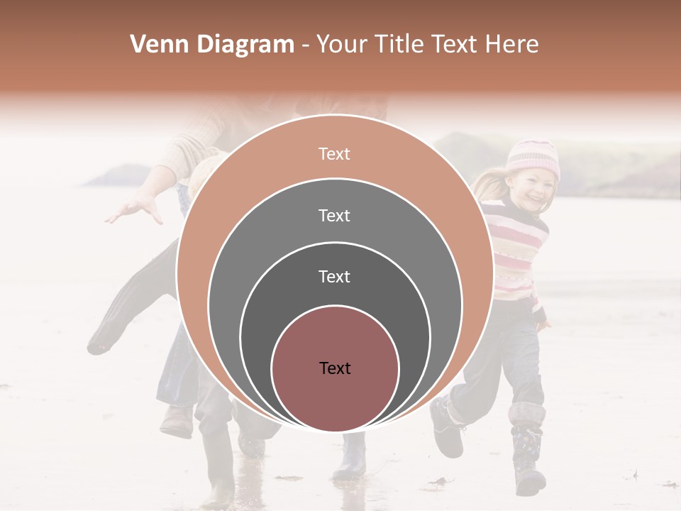 Family Running On Beach Holding Hands Smiling PowerPoint Template