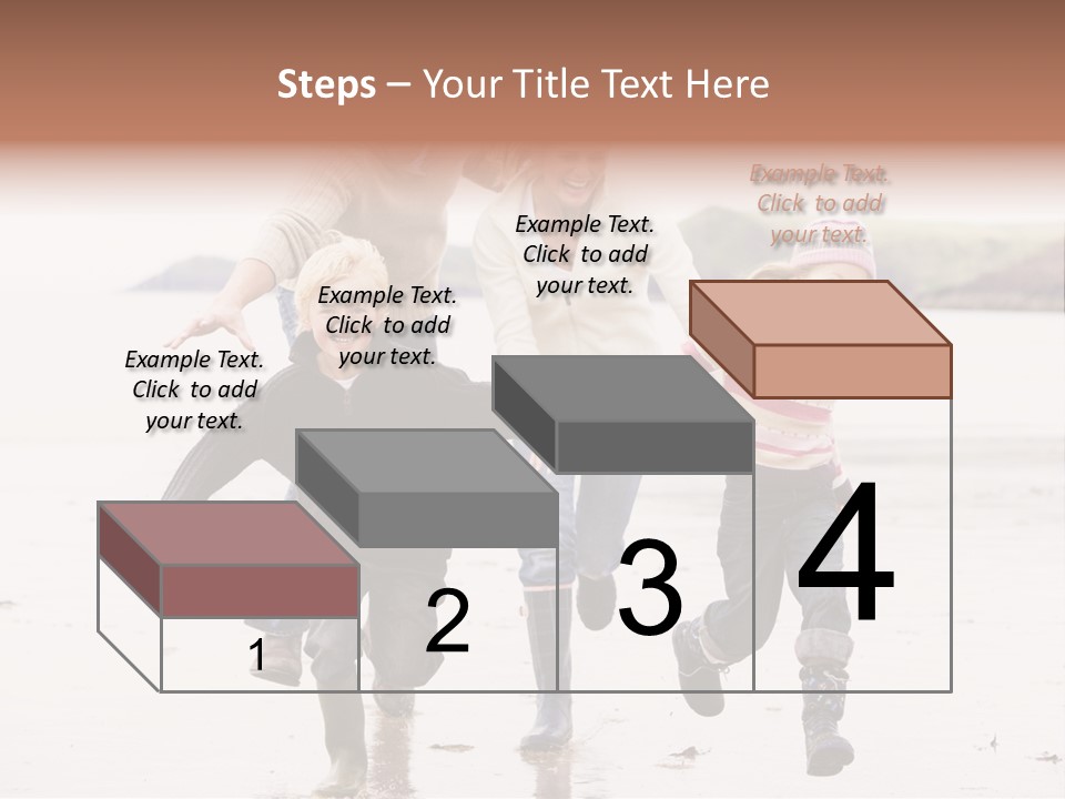 Family Running On Beach Holding Hands Smiling PowerPoint Template