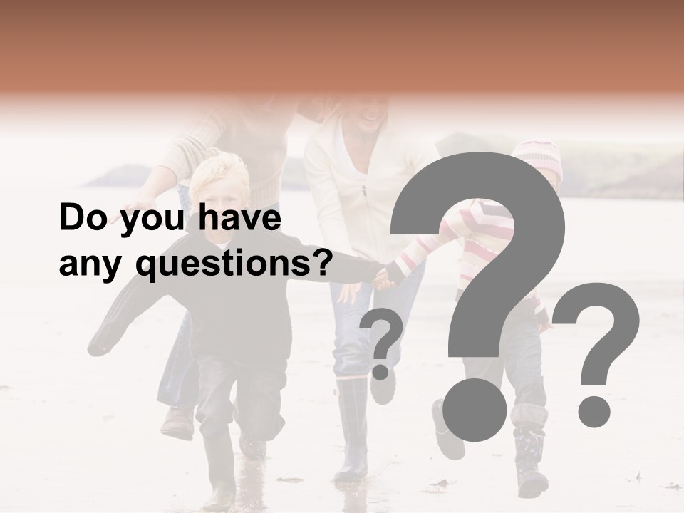 Family Running On Beach Holding Hands Smiling PowerPoint Template