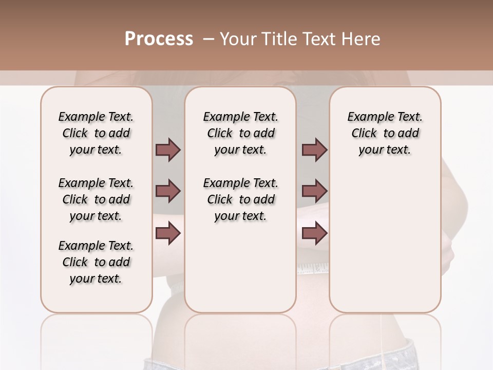 Pretty Brunette Measuring Her Waist Wearing Jeans Shorts And Brown Top PowerPoint Template