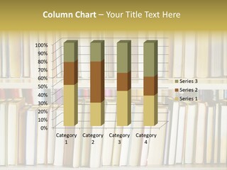 Library Books In A Row, On The Shelf PowerPoint Template