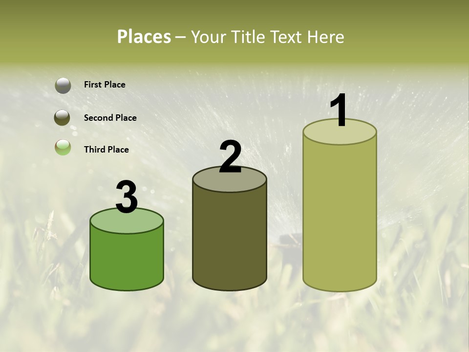 Water Splashing From A Sprinkler Hidden In The Grass. PowerPoint Template