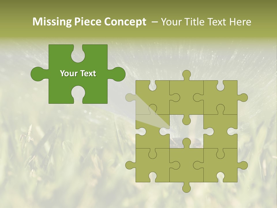 Water Splashing From A Sprinkler Hidden In The Grass. PowerPoint Template