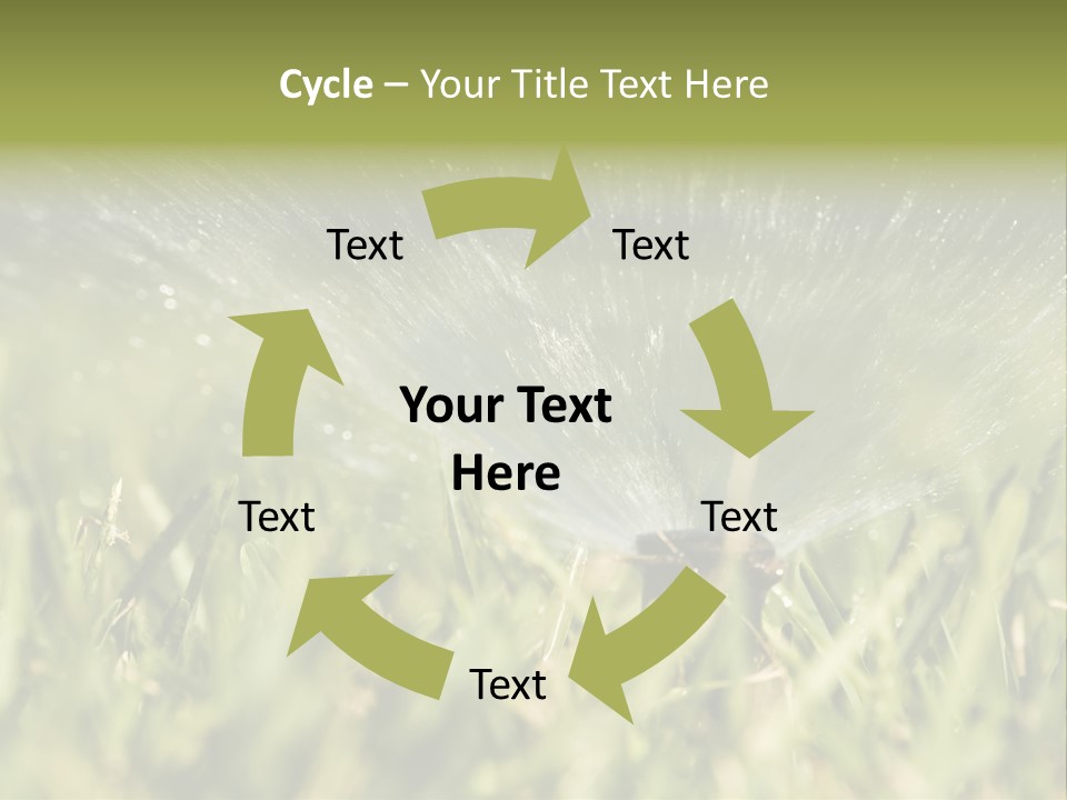 Water Splashing From A Sprinkler Hidden In The Grass. PowerPoint Template