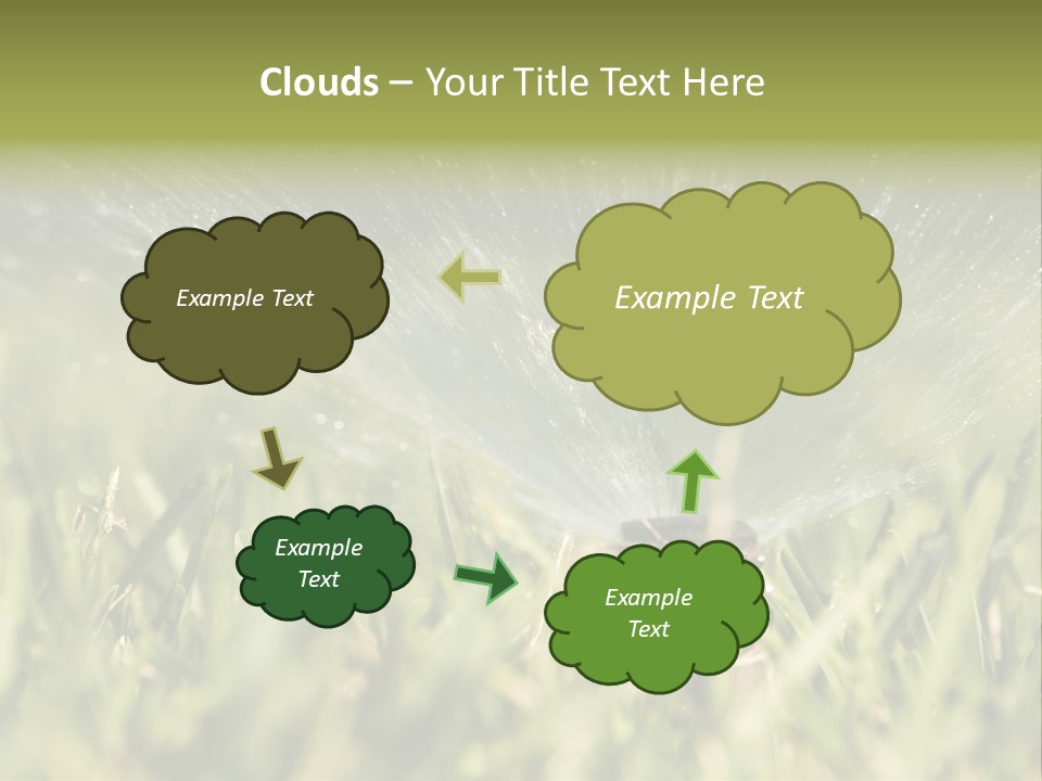 Water Splashing From A Sprinkler Hidden In The Grass. PowerPoint Template