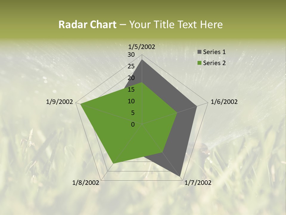 Water Splashing From A Sprinkler Hidden In The Grass. PowerPoint Template