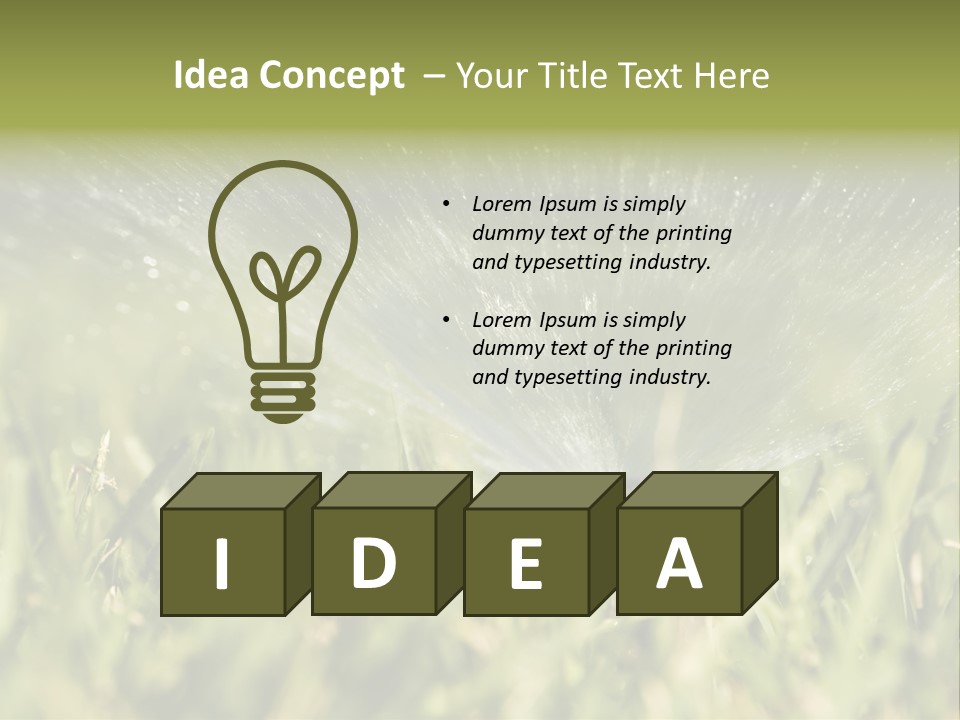 Water Splashing From A Sprinkler Hidden In The Grass. PowerPoint Template