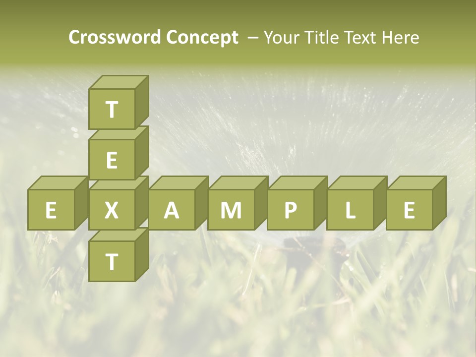 Water Splashing From A Sprinkler Hidden In The Grass. PowerPoint Template