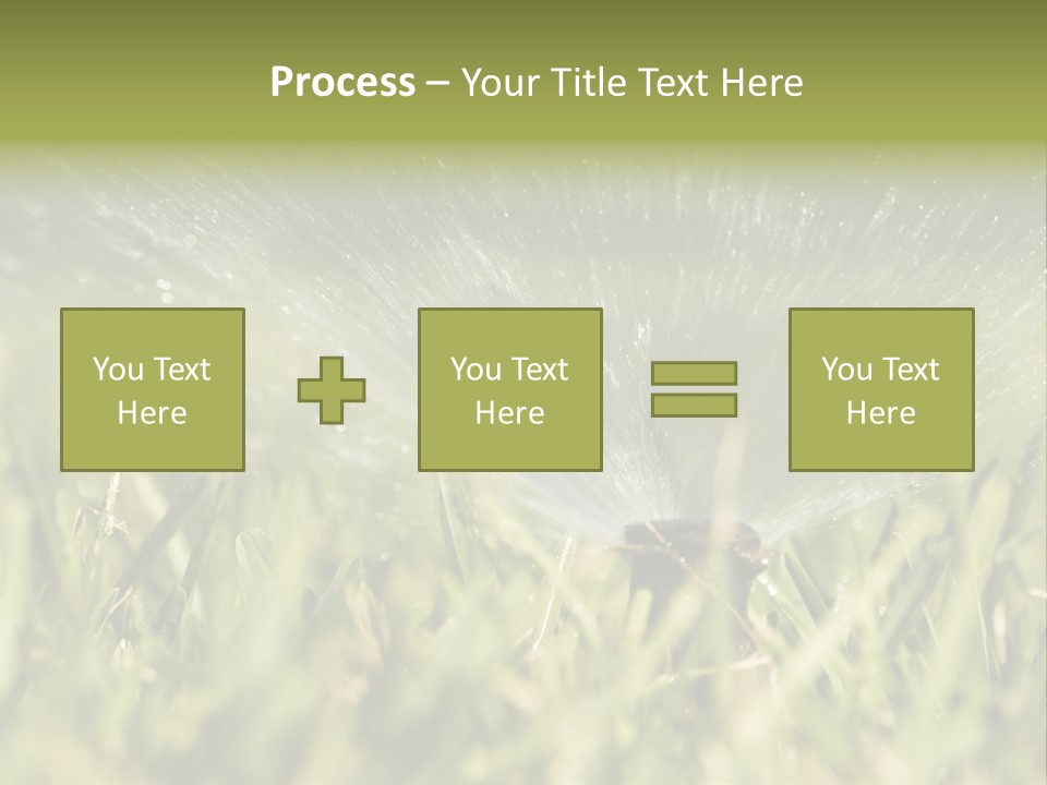 Water Splashing From A Sprinkler Hidden In The Grass. PowerPoint Template