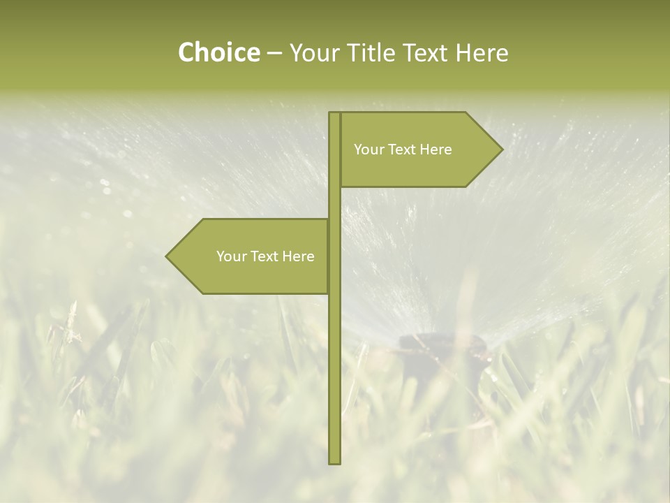 Water Splashing From A Sprinkler Hidden In The Grass. PowerPoint Template