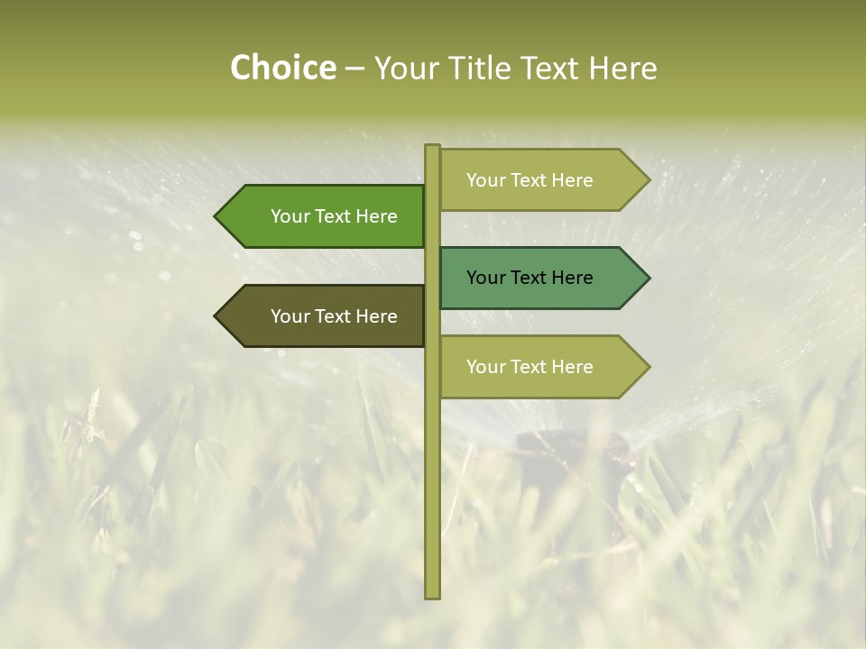Water Splashing From A Sprinkler Hidden In The Grass. PowerPoint Template