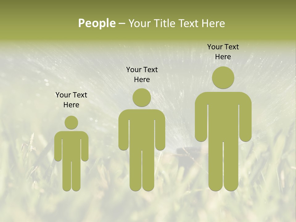 Water Splashing From A Sprinkler Hidden In The Grass. PowerPoint Template