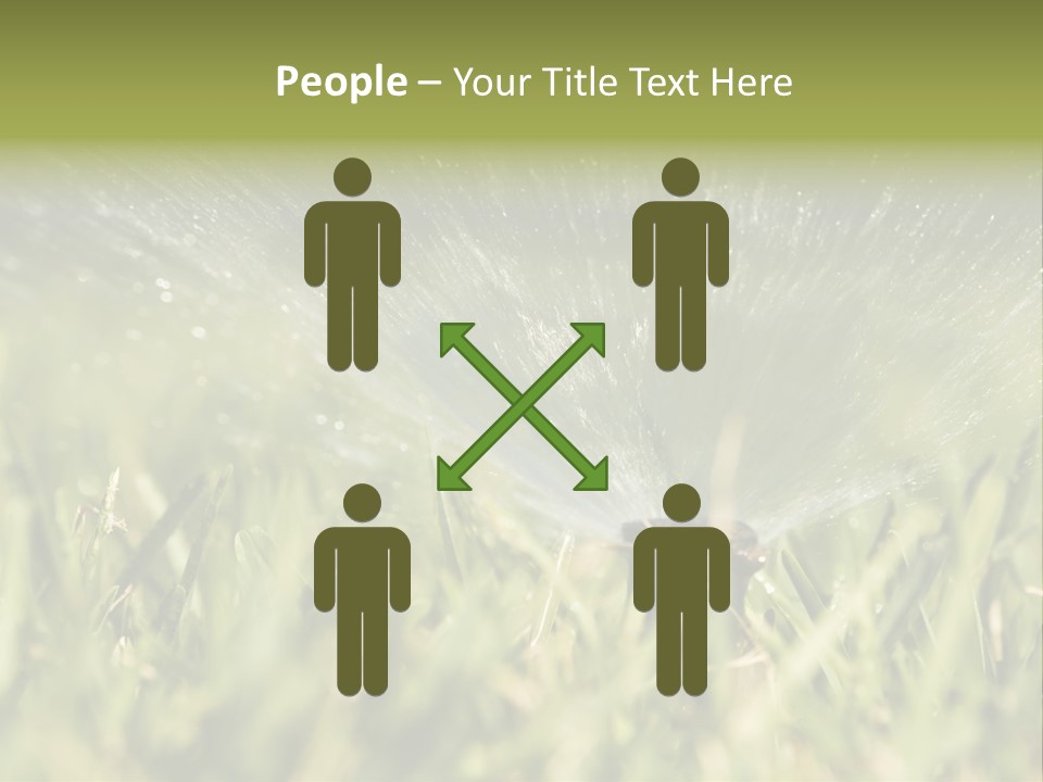 Water Splashing From A Sprinkler Hidden In The Grass. PowerPoint Template