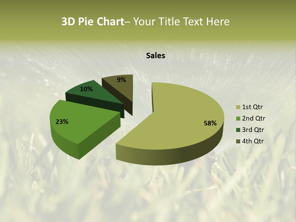 Water Splashing From A Sprinkler Hidden In The Grass. PowerPoint Template