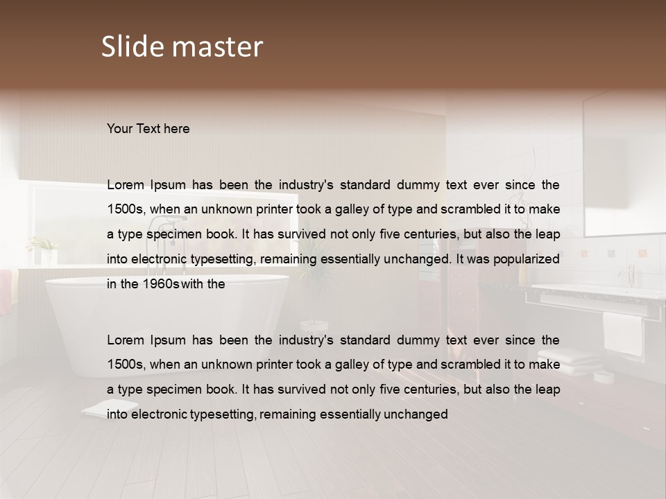 Modern Bathroom With A Tub (3D Rendering) PowerPoint Template