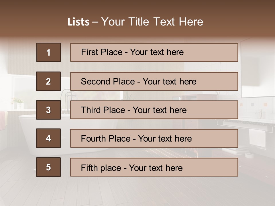 Modern Bathroom With A Tub (3D Rendering) PowerPoint Template