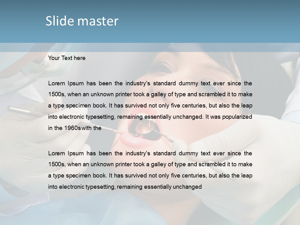 Image Of Young Lady With Dentist Over Her Checking Oral Cavity PowerPoint Template