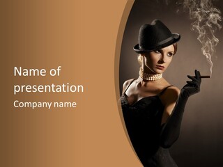 Lady And Cigar PowerPoint Template