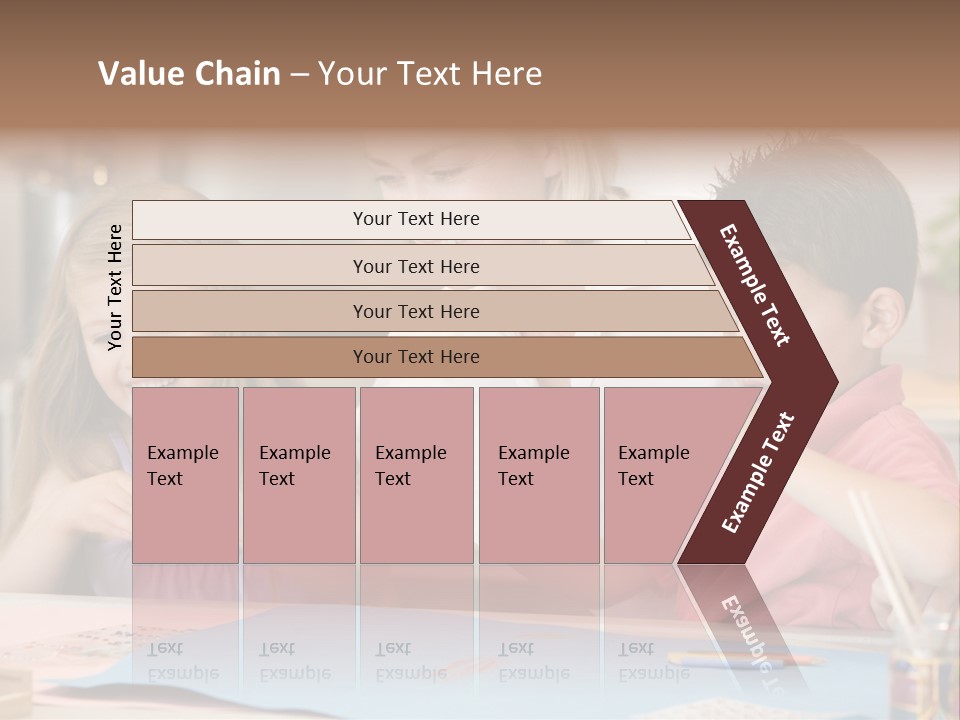 Woman And Two Young Children In Kitchen With Art Project Smiling PowerPoint Template