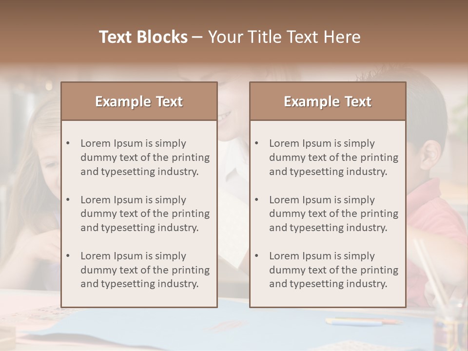 Woman And Two Young Children In Kitchen With Art Project Smiling PowerPoint Template