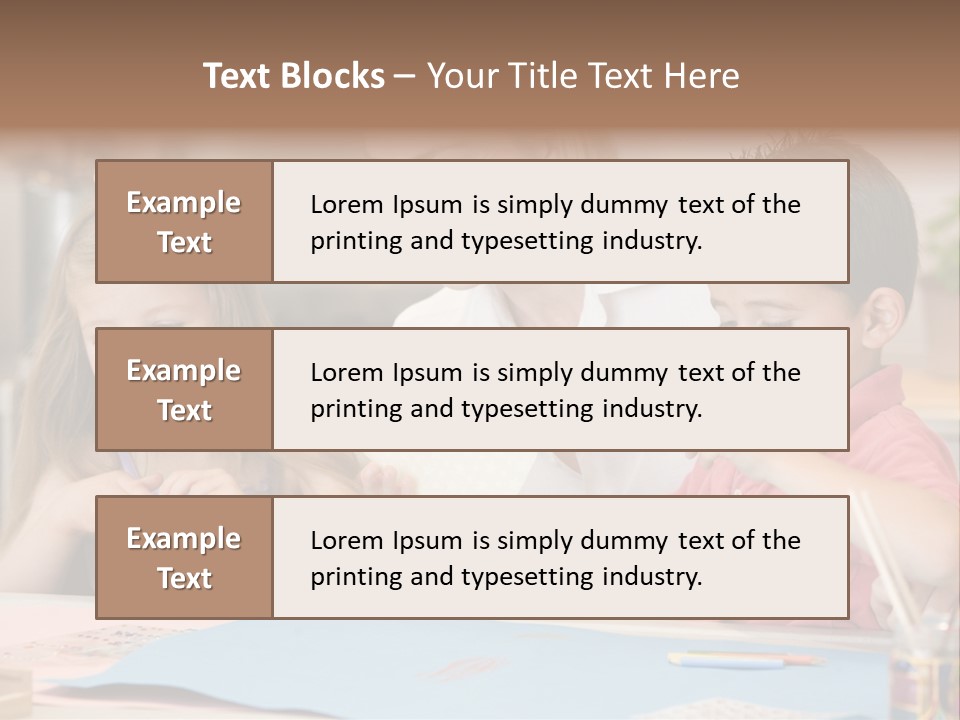Woman And Two Young Children In Kitchen With Art Project Smiling PowerPoint Template