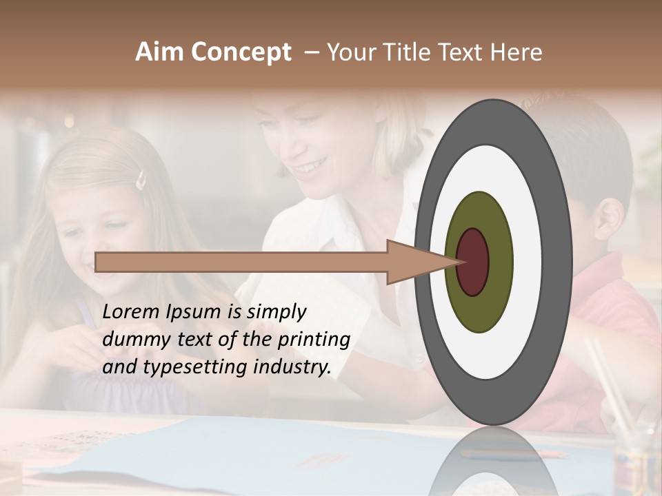 Woman And Two Young Children In Kitchen With Art Project Smiling PowerPoint Template