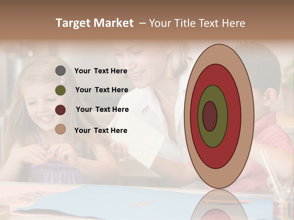 Woman And Two Young Children In Kitchen With Art Project Smiling PowerPoint Template