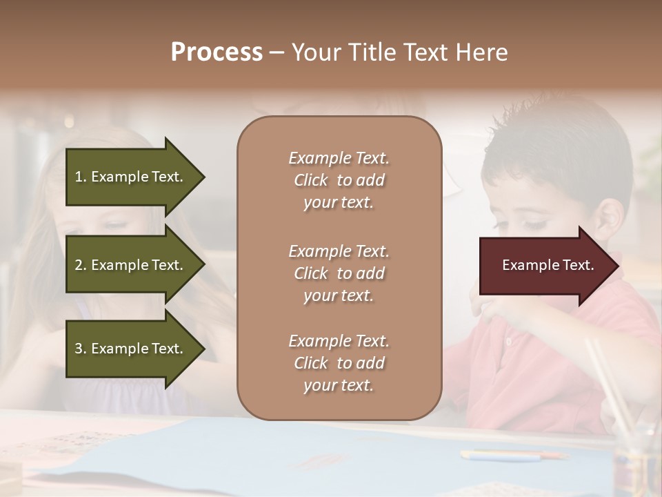 Woman And Two Young Children In Kitchen With Art Project Smiling PowerPoint Template