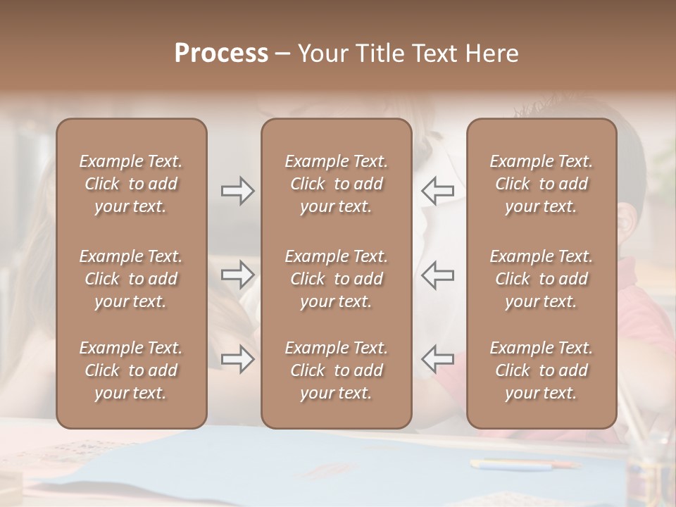 Woman And Two Young Children In Kitchen With Art Project Smiling PowerPoint Template