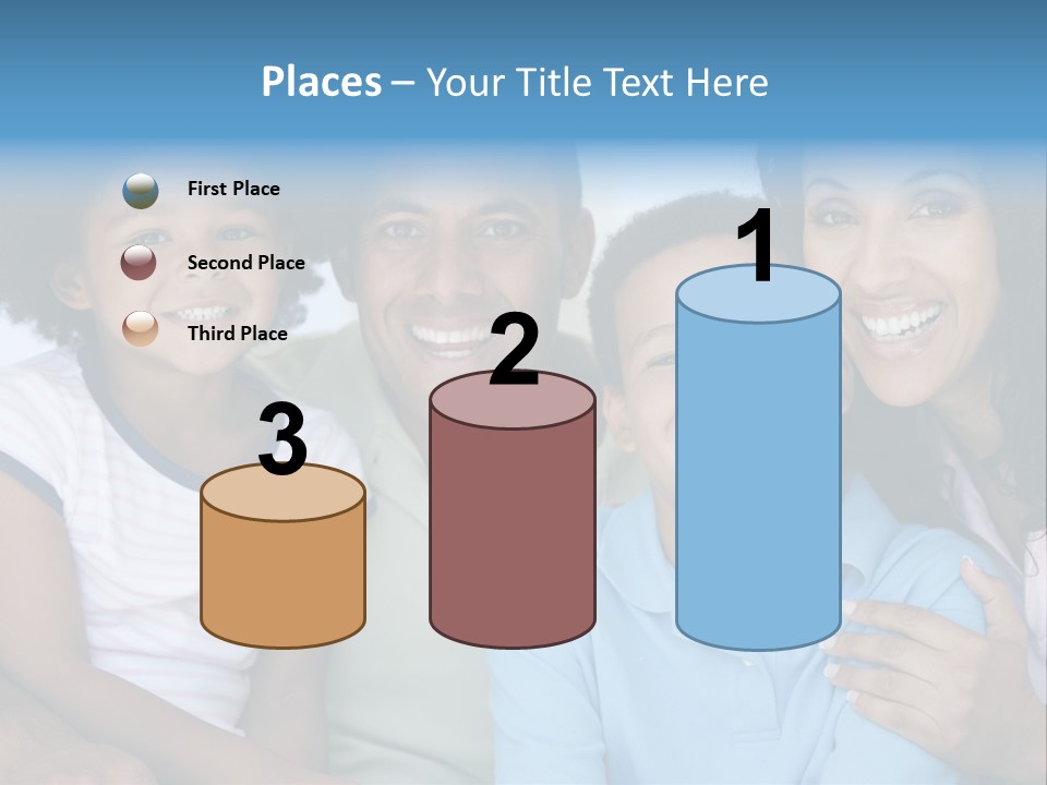 Family In Living Room Smiling PowerPoint Template