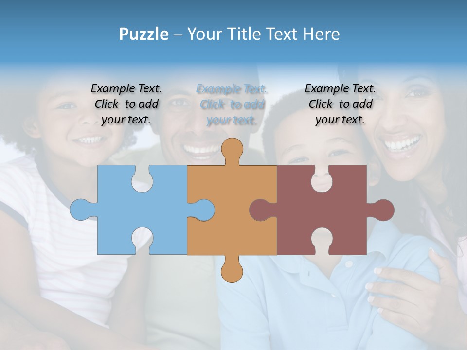 Family In Living Room Smiling PowerPoint Template