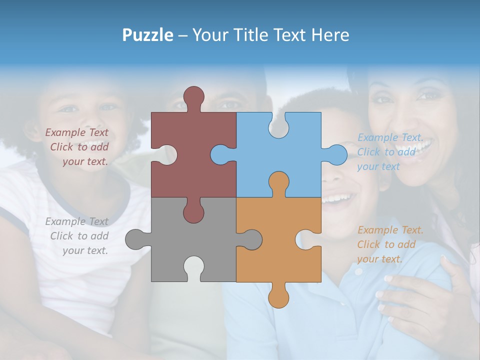 Family In Living Room Smiling PowerPoint Template