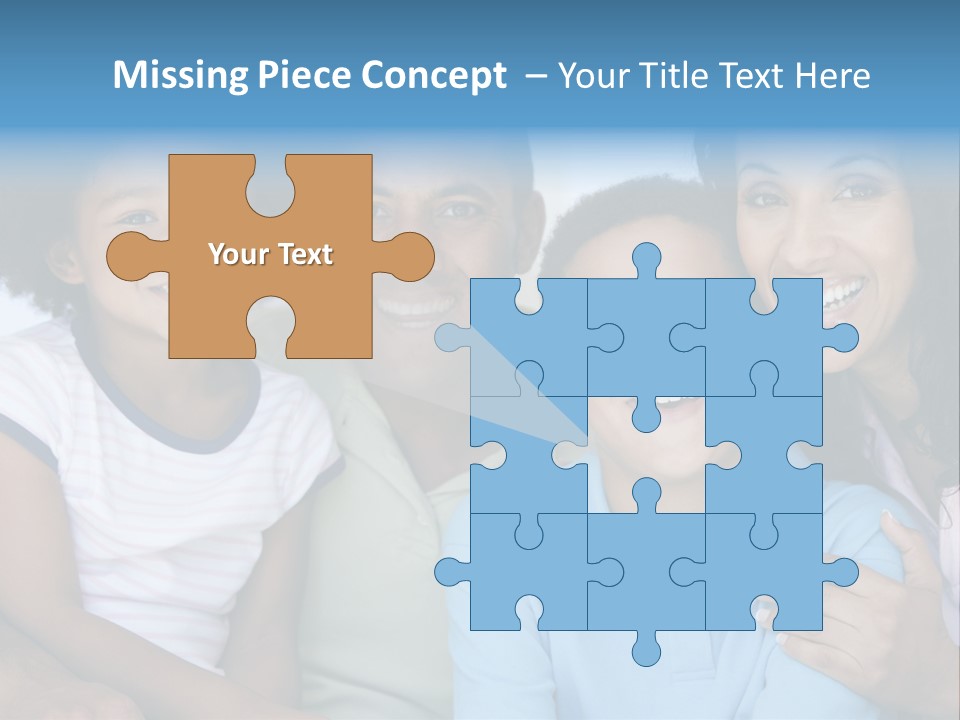 Family In Living Room Smiling PowerPoint Template