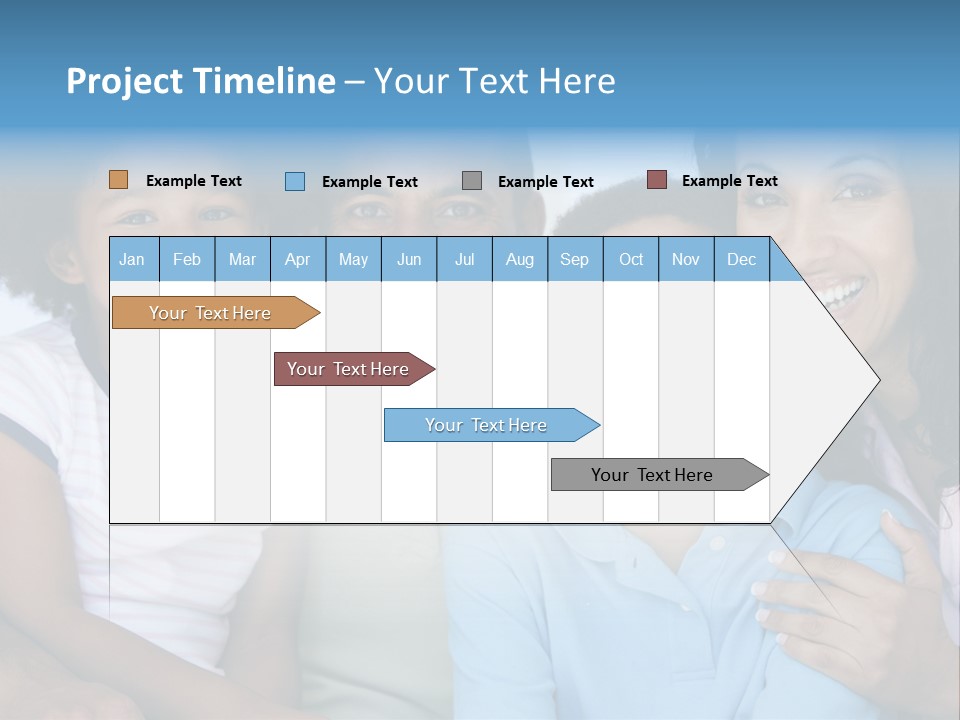 Family In Living Room Smiling PowerPoint Template