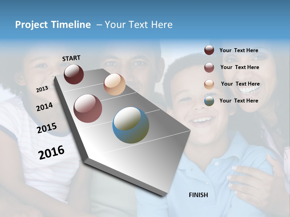 Family In Living Room Smiling PowerPoint Template