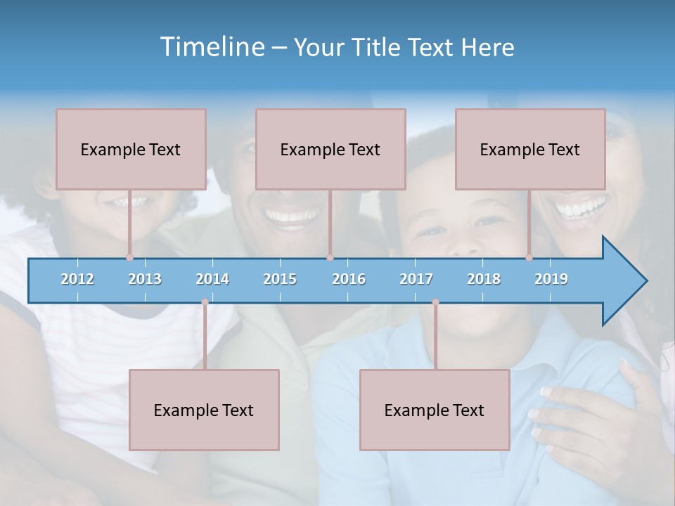 Family In Living Room Smiling PowerPoint Template