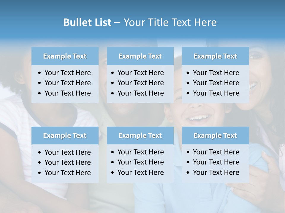 Family In Living Room Smiling PowerPoint Template