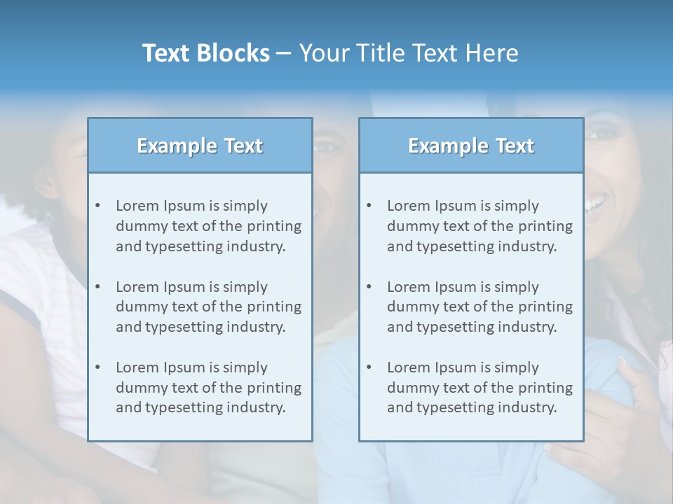 Family In Living Room Smiling PowerPoint Template