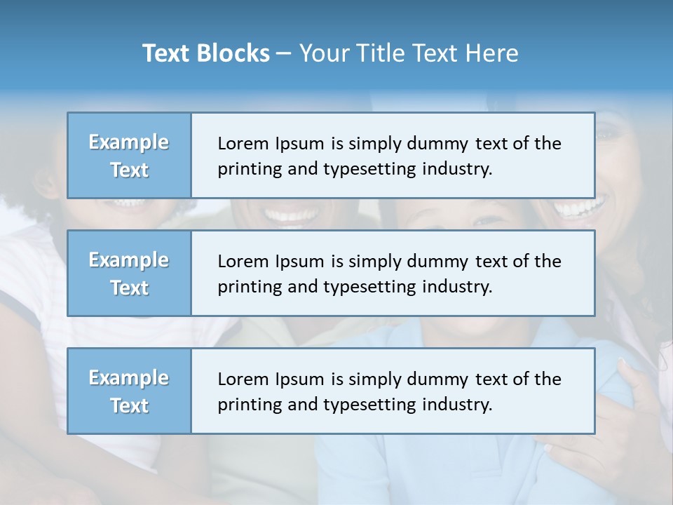 Family In Living Room Smiling PowerPoint Template