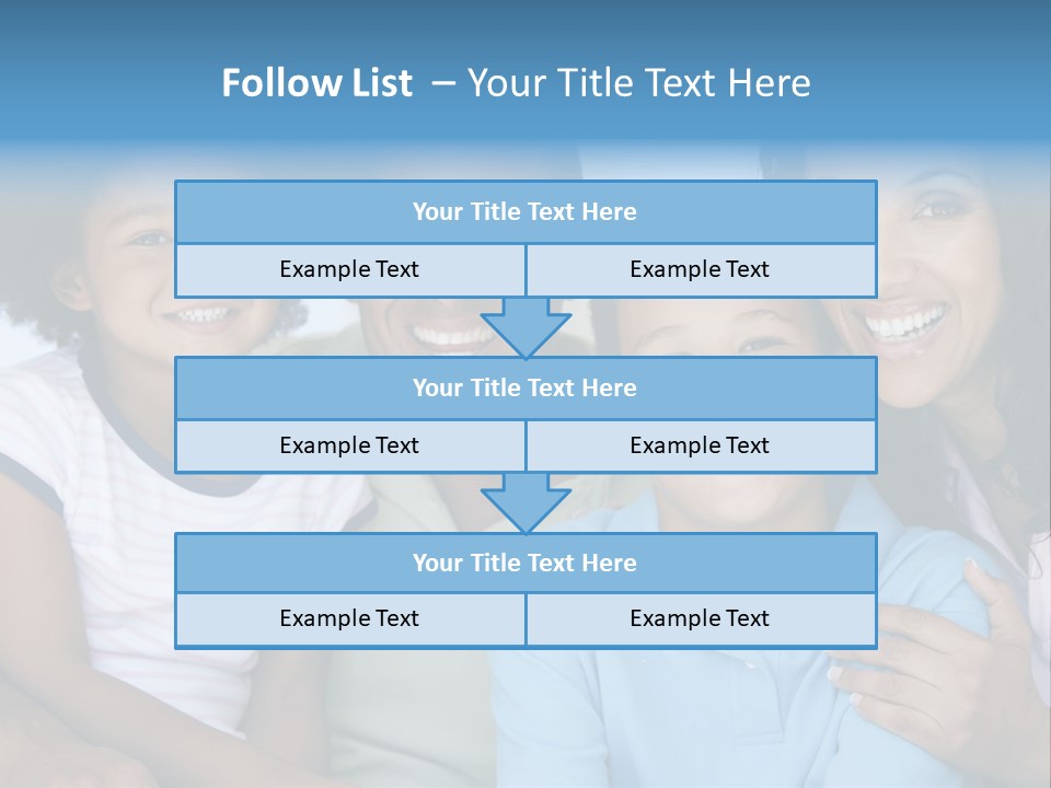 Family In Living Room Smiling PowerPoint Template